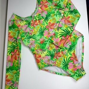 Art Class Green and Pink Rashguard Swim Set
